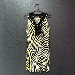 Micheal Kors Sunshine Animal Print Midi Dress Size Small
